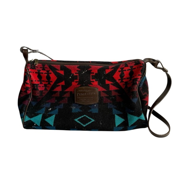 Pendleton Wool Shoulder Bag Navajo Print Multicolor Black Southwestern Western - Picture 2 of 16